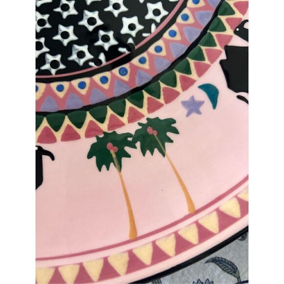 Denise Ford ‘91 Lead Free Ceramic Stunning Pink Hand Painted Signed Platter 17” - Picture 8 of 9